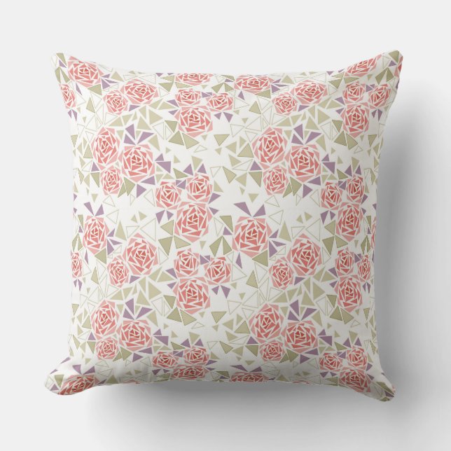 Almofada olive beige mosaic floral pattern retro  (Frente)