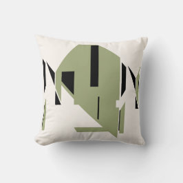 Almofada Olive Black on White Bold Geometric Art Abstract