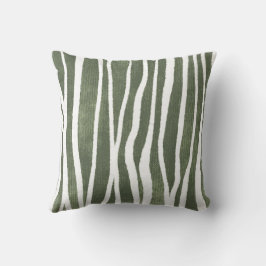 Almofada Olive Green Hand-Drawn Organic Wobbly Stripes