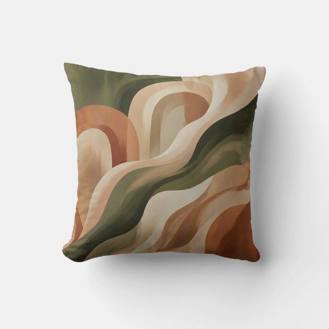 Almofada Olive Green Terracotta Abstract Throw Pillow (Frente)