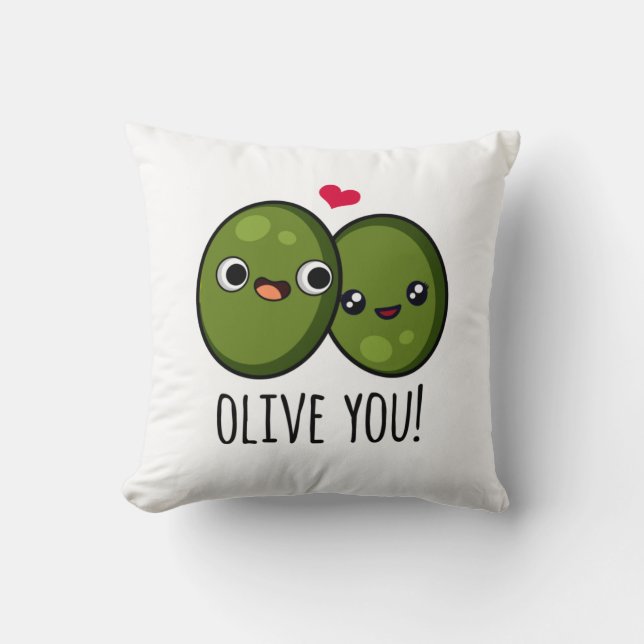 Almofada Olive You Engraçado Love Pun (Frente)