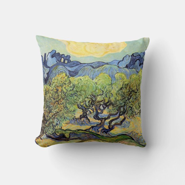 Almofada Oliveiras com Alpilles por Vincent van Gogh (Frente)