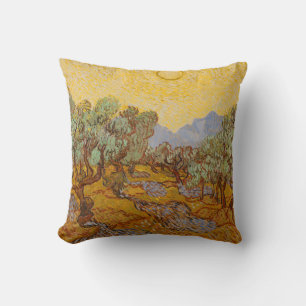 Almofada Oliveiras de Van Gogh Sol Amarelo Céu