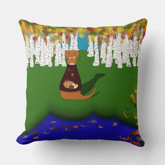 Almofada Oliver The Otter River Wolf Lake Autumn Polyester (Frente)