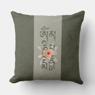 Almofada Om Mani Padme Hum Lotus - Azul-verde
