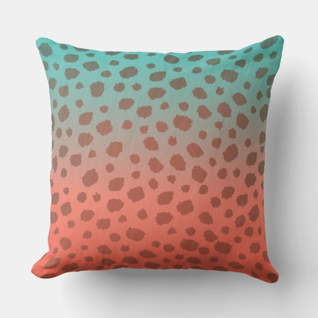 Almofada Ombre Cheetah Spots Teal e Coral (Frente)