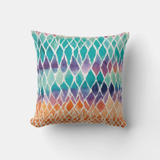 Almofada Ombré Watercolor Ikat e Fret Pat Grego