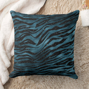 Almofada Ombro de impressão azul-zebra negra