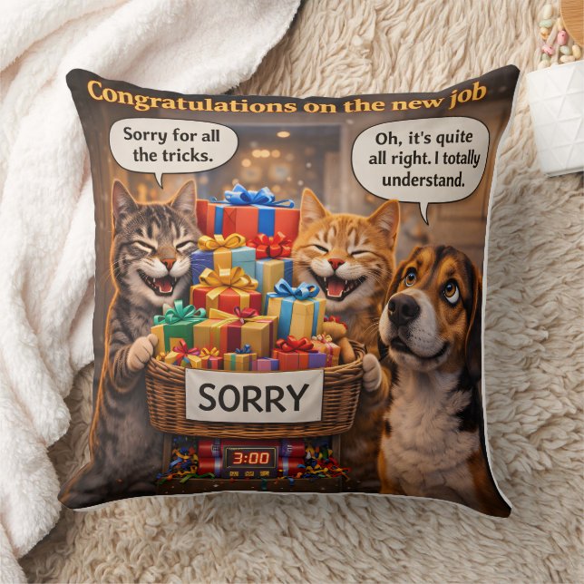Almofada On a new job, funny pet throw pillow (Cobertor)