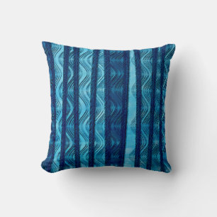 Almofada Onda Azul Retro Padrão Única e Legal