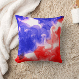 Almofada Onda de Tinta Vermelha e Azul