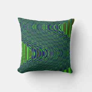 Almofada Onda de tiras, Travesseiro decorativo Verde Azul