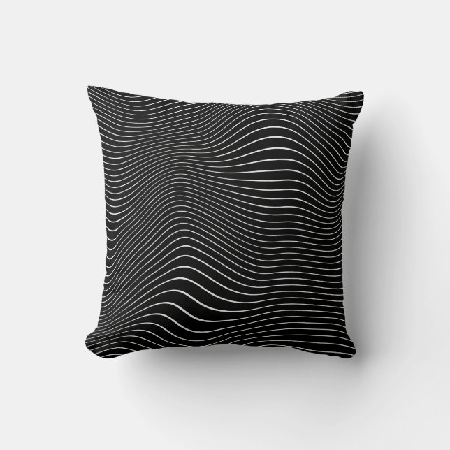Almofada Onda Psicodélica: Fundo Branco Negro (Frente)