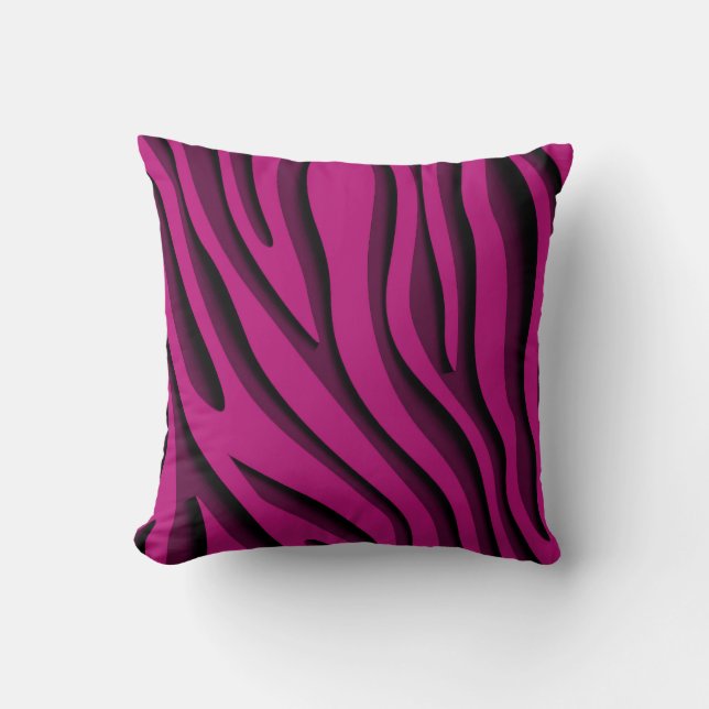 Almofada Onda Zebra 3D, Cor-de-Rosa Suave, de Luxo (Frente)