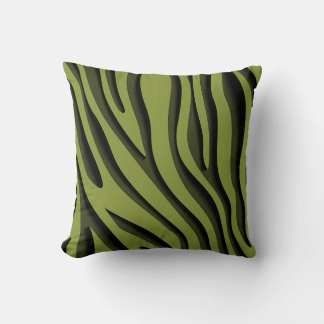 Almofada Onda Zebra 3D Verde Suave de Luxo (Frente)