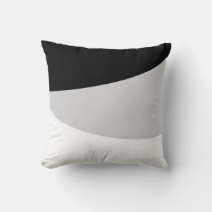 Almofada Ondas Abstratas Chic em Preto Prata Cinza e Branco