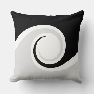Almofada Ondas Abstratas da Vida em Preto e Branco