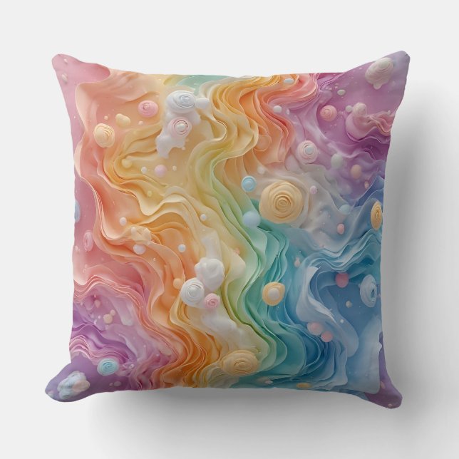 Almofada Ondas Abstratas em Pastel (Frente)