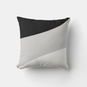 Almofada Ondas Abstratas Modernas em Preto Prata Cinza e Br