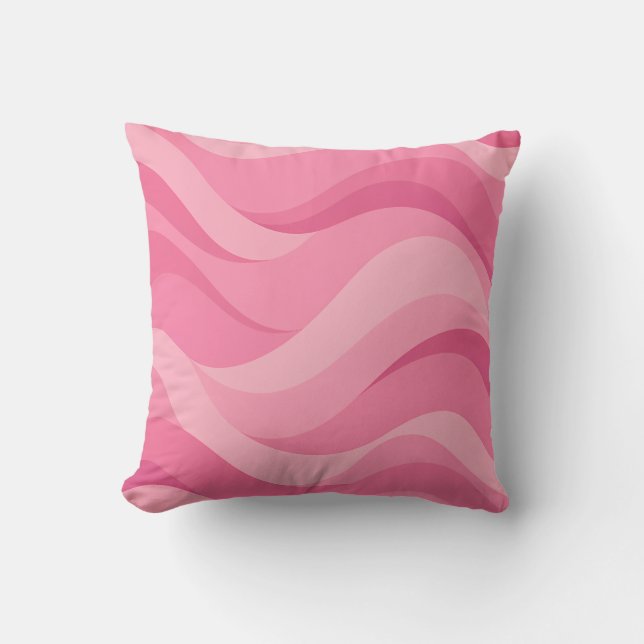 Almofada Ondas Abstratas Rosa Suave (Frente)