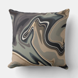Almofada Ondas Abstratas Terrosas com Tons Neutros