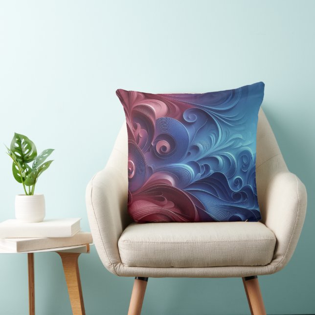 Almofada Ondas Còsmicas Vermelhas e Azuis (Cadeira)