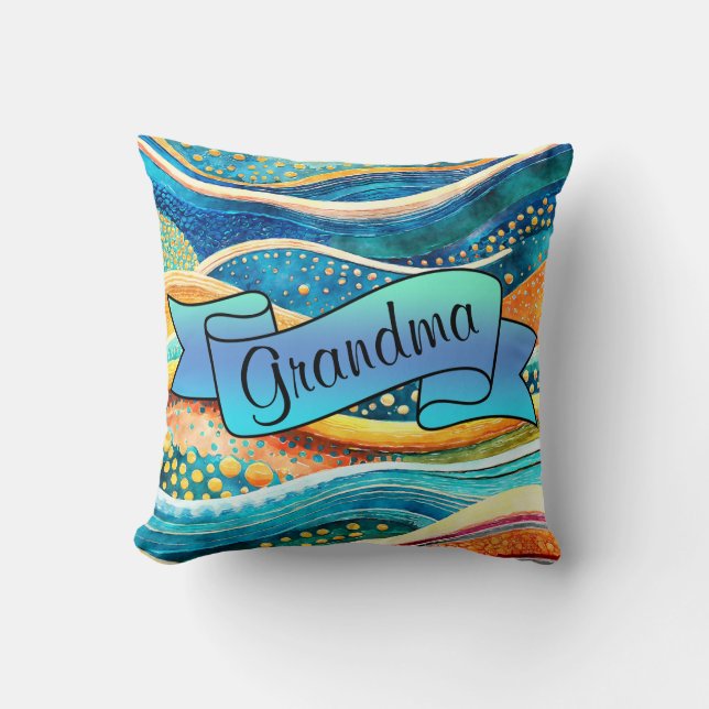 Almofada Ondas de abstrato personalizadas (Frente)