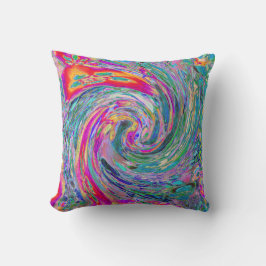 Almofada Ondas de Cores Psicodélicas Florais Abstratas em A