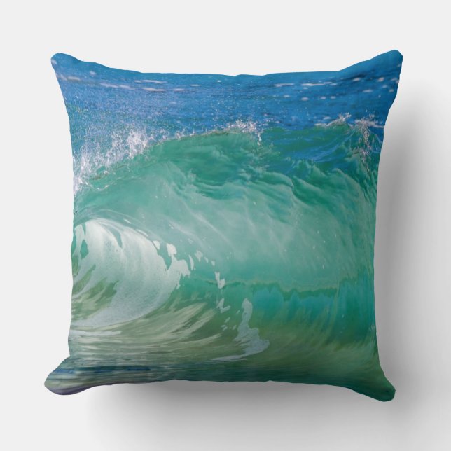 Almofada Ondas de Praia no Oceano Azul (Frente)