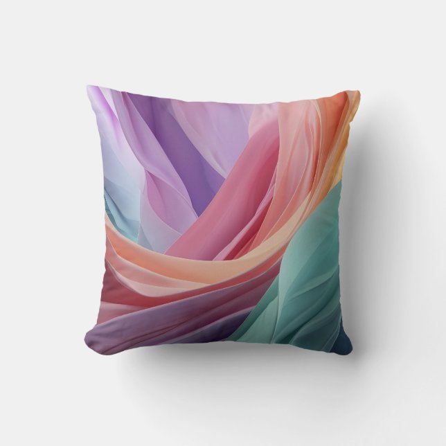 Almofada Ondas de Tecido Pastel Abstrato (Frente)