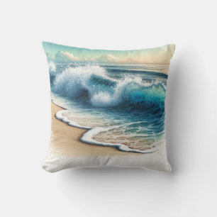 Almofada Ondas do Oceano em Colisão Praia Costeira Rústica