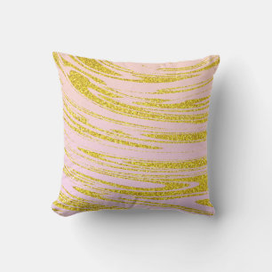 Almofada Ondas Douradas Padrões Abstratos Brilho Rosa Rosa