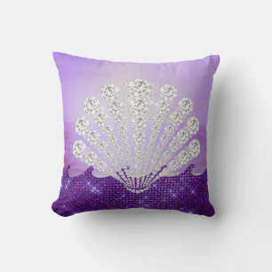 Almofada Ondas espumantes roxas Silver Diamond Seashell