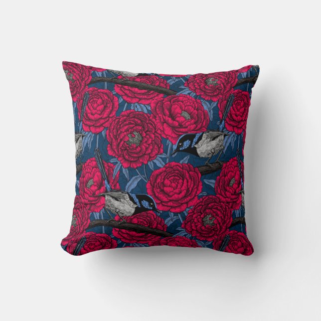 Almofada Ondas nas peônias (Frente)