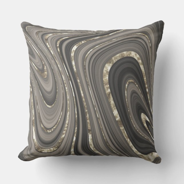 Almofada Ondas negras da cinza Marble (Frente)