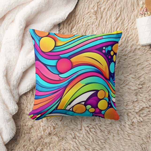 Almofada Ondas Neon Cosmos Vibrante (Cobertor)