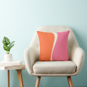 Almofada Ondas Simples 2 em Rosa, Laranja e Creme