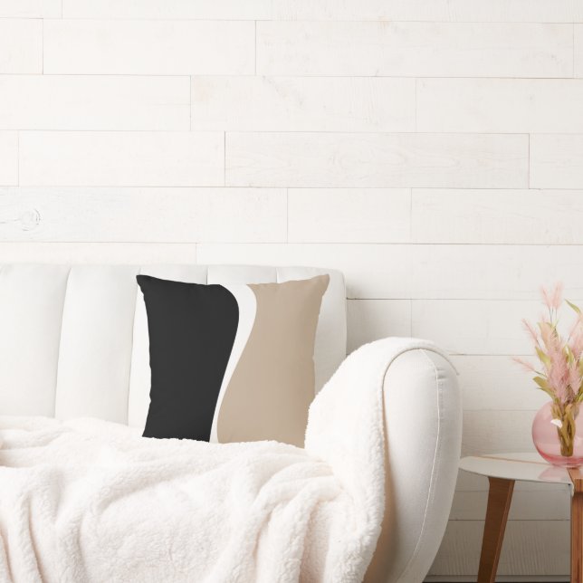 Almofada Ondas Simples 2 - Taupe, Preto e Branco (Sofá)