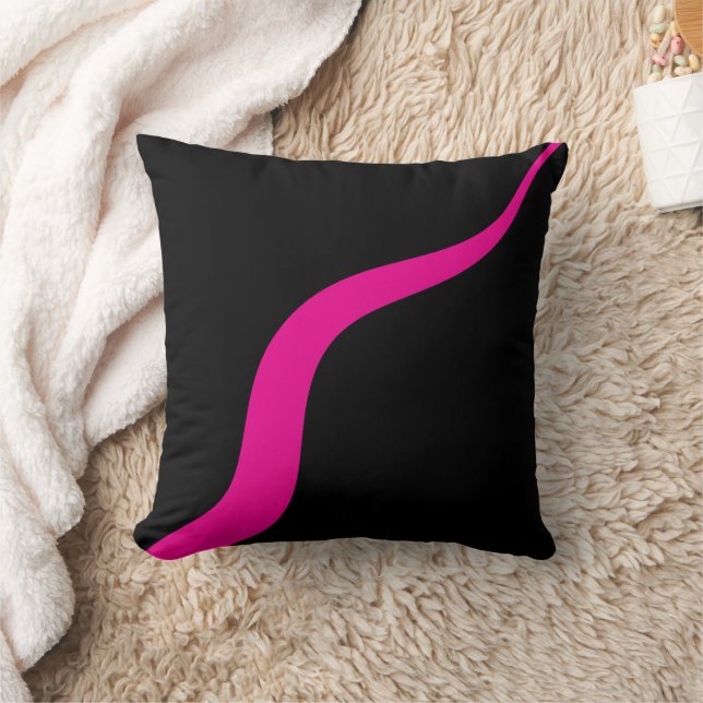 Almofada Ondas simples 3 em magenta e preto (Cobertor)