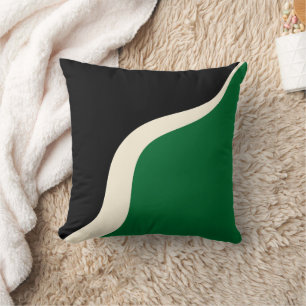 Almofada Ondas simples 3 em verde, creme e preto