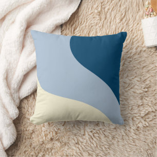 Almofada Ondas Simples - Azul Escuro, Azul Claro e Creme
