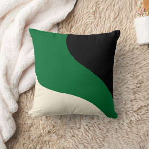 Almofada Ondas Simples - Verde, Creme e Preto