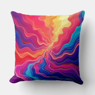 Almofada Ondas Vívidas: Arte de Fluxo de Energia Neon Abstr