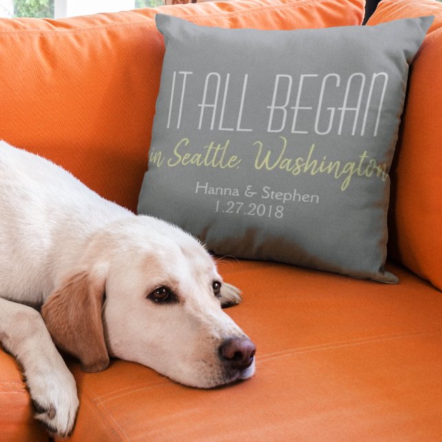 Almofada Onde tudo começou com o Travesseiro da cidade nata (Criador carregado)