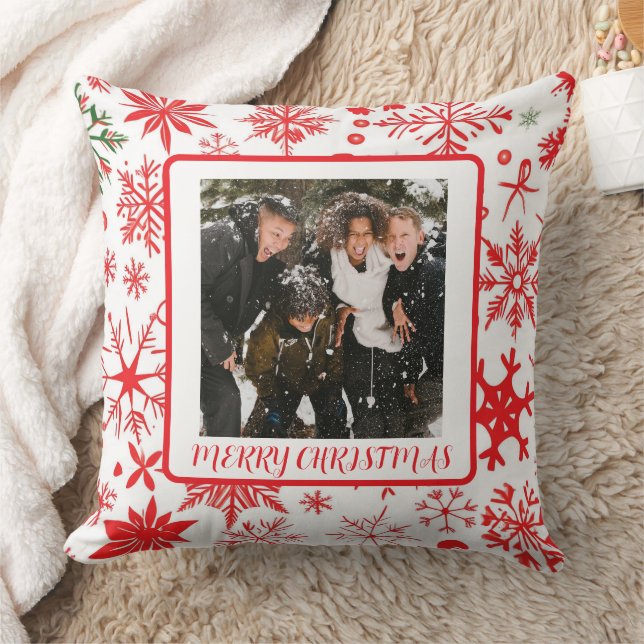 Almofada One Photo Custom Holiday Snowflake  (Cobertor)