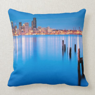 Almofada Opinião azul da hora de Seattle do centro