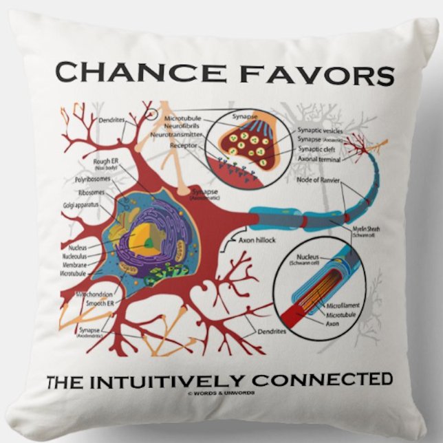 Almofada Oportunidade Favorece A Conectividade Intuitiva (N (Neuron/synapse throw pillow for anyone who believes that chance favors the intuitively connected)