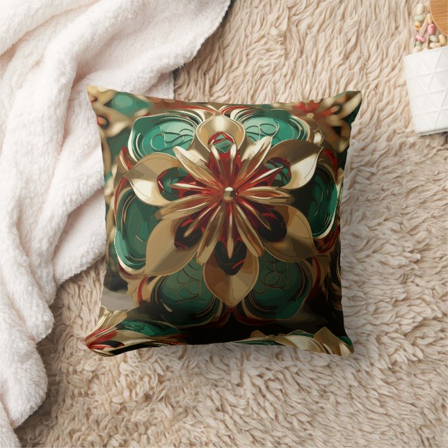 Almofada Opulência de Yuletide: Segmentos de Ouro do Natal (Cobertor)