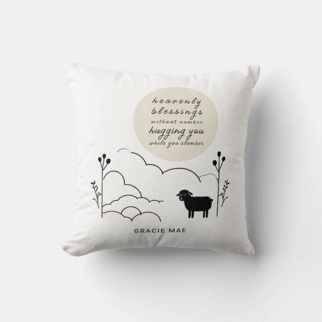 Almofada Oração de Bênçãos Pesadas | Cores Neutras | Ovinos (Frente)