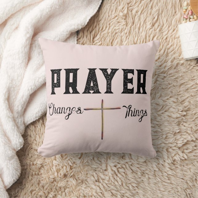 Almofada Oração muda as coisas cor-de-rosa com cruz (Cobertor)